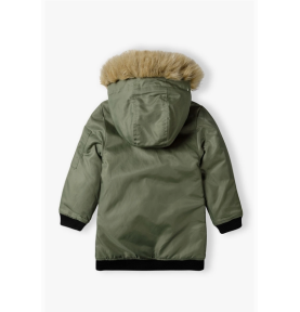 Parka longue à capuche avec bordure en fourrure