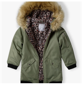 Parka longue à capuche avec bordure en fourrure