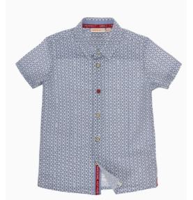 Chemise pour garçon en coton blanc avec microimpression