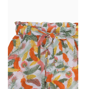 Short pour fille en viscose écologique motifs plumes orange