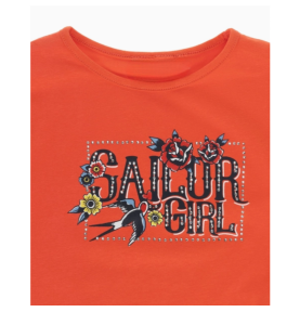 T-shirt uni corail en coton pour fille