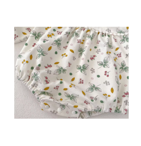 Ensemble barboteuse bébé fille encolure vert