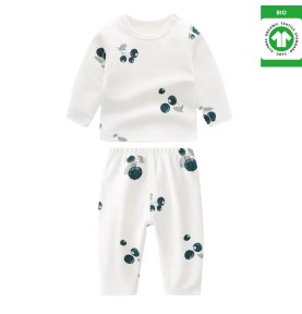 Coffret cadeau bébé en coton biologique certifié GOTS : Ensemble pyjama + doudou coquillage