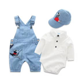 Ensemble salopette + body+ casquette pour bébé garçon