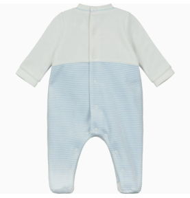 Pyjama en velours bleu rayé pour bébé garçon