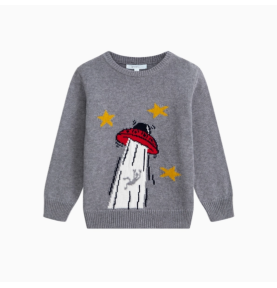 Pull gris pour garçon Rocket and Stars