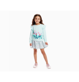 Ensemble pull floral menthe et robe en jersey pour filles