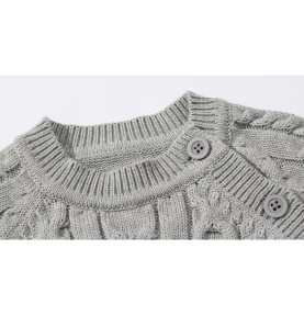 Ensemble chaud combinaison bébé + bonnet en tricot Gris