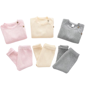 Ensemble en coton mixte 2 pièces pour bébé beige