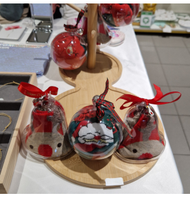 Chaussettes chaudes dans une boule de Noël