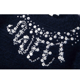 Pull bleu pailletté pour fille